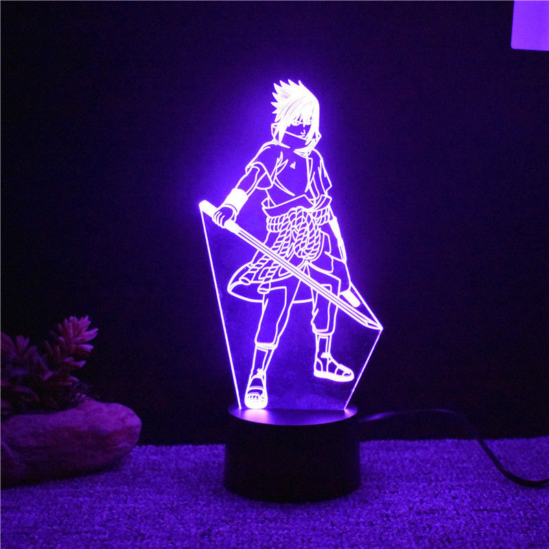 7 Бои Менување на Led 3D Uchiha Sasuke Моделирање Табела Светилка Аниме Дома Декор Светлина Тела Деца Спијат Ноќни Наруто Ноќ Светлина