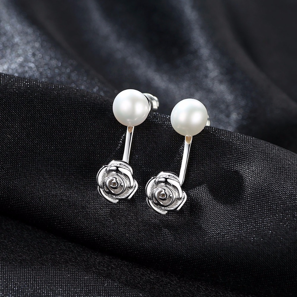 CZCITY Бисер Обетки 925 Sterling Silver со Мали Кубни Циркони Романтична се Зголеми Форма Свадба Накит Обетки за Жените