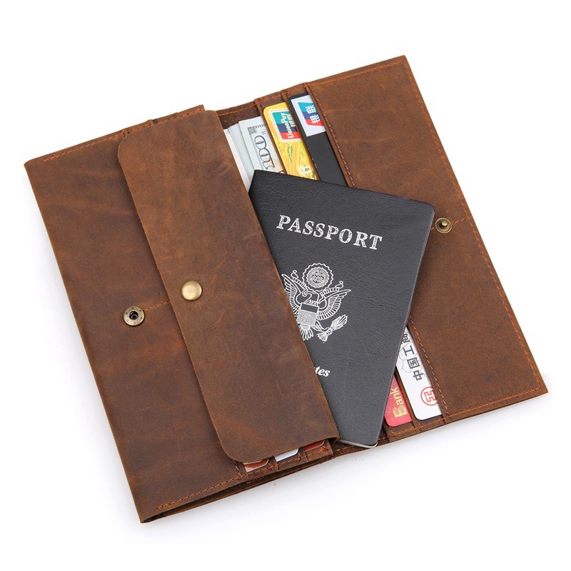 LAOSHIZI LUOSEN Пасош Носителот Лудиот Коњ Вистинска Кожа Документи Покрие Кредитна Картичка Носителот Патување Паричникот Мажите Долго pasaporte