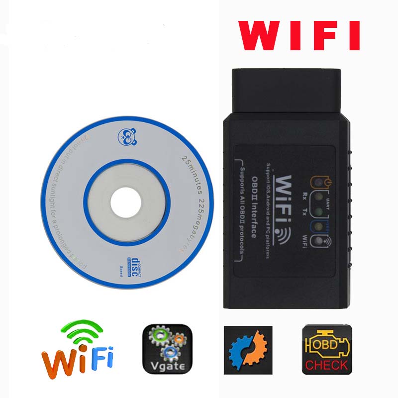 Најниска Цена Црна Wifi ELM327 OBD2 EOBD Код Скенер за Android и IOS Бесплатен Превозот