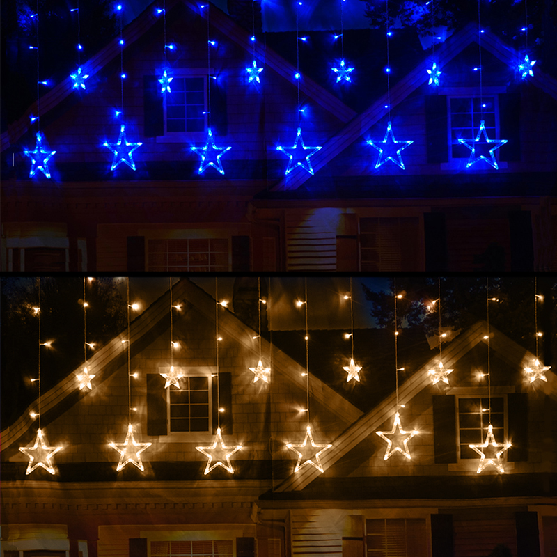 2.5 M LED Божиќ Светлина AC220V ЕУ Романтична Бајка ВОДЕНА Завеса Ѕвезда String Светла За Одмор Свадба Гарланд Партија Декорација