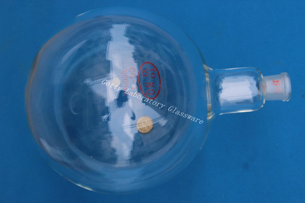 5L (5000ml) круг дното врела колба, еден вратот, тешки ѕид, 24/29 заеднички, borosilicate стакло 3.3 материјал
