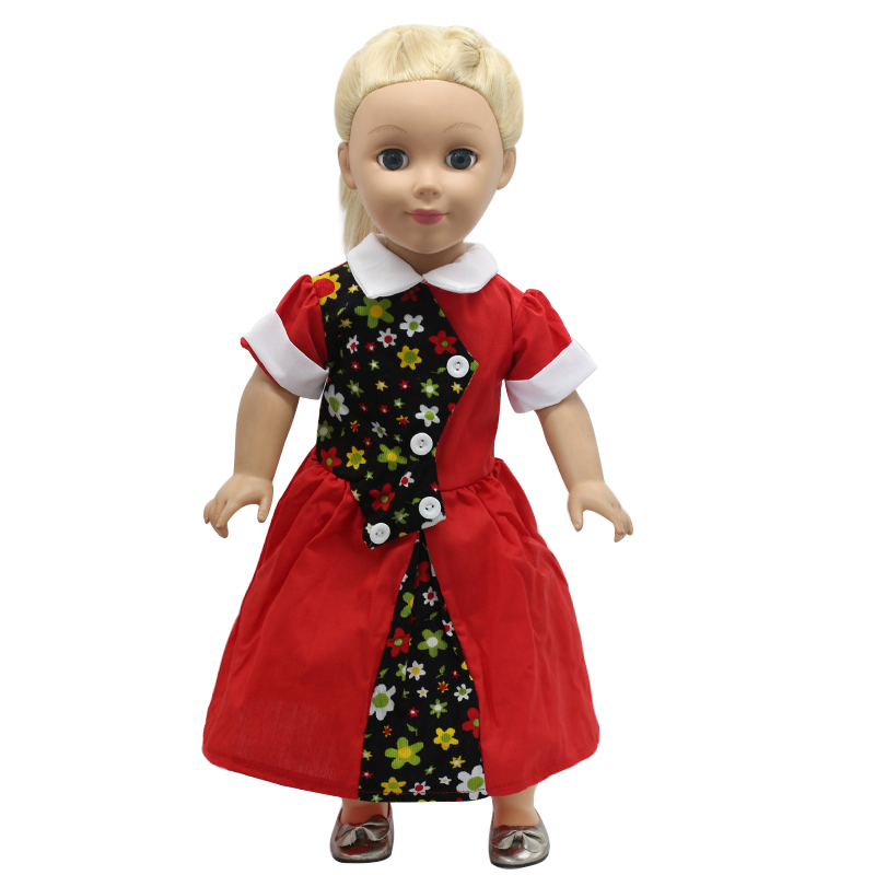 Американска Девојка Кукли Облека Нерегуларни Копчето Кратки ракави Црвено Принцеза Кукла се Облекуваат Кукли Облека од 18 инчи Кукла се Облекуваат MG-176