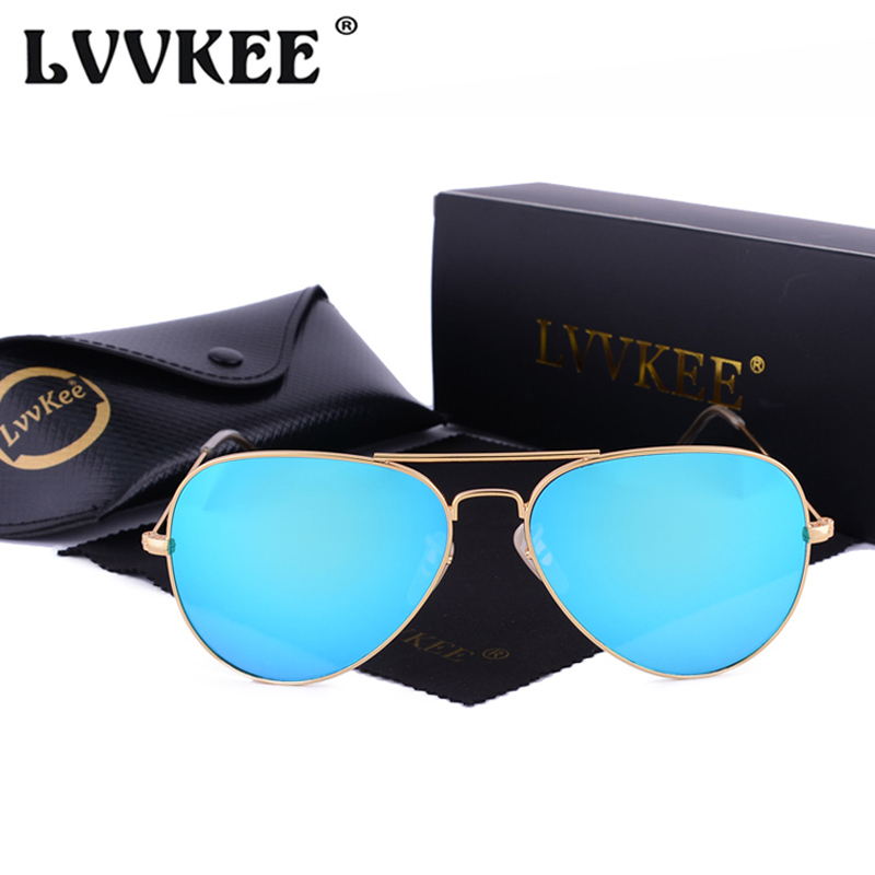 LVVKEE Бренд Класик Поларизирани очила за сонце авијација Мажи/Жени Шарени Рефлексивни 60mm Леќа Eyewear Додатоци Сонце