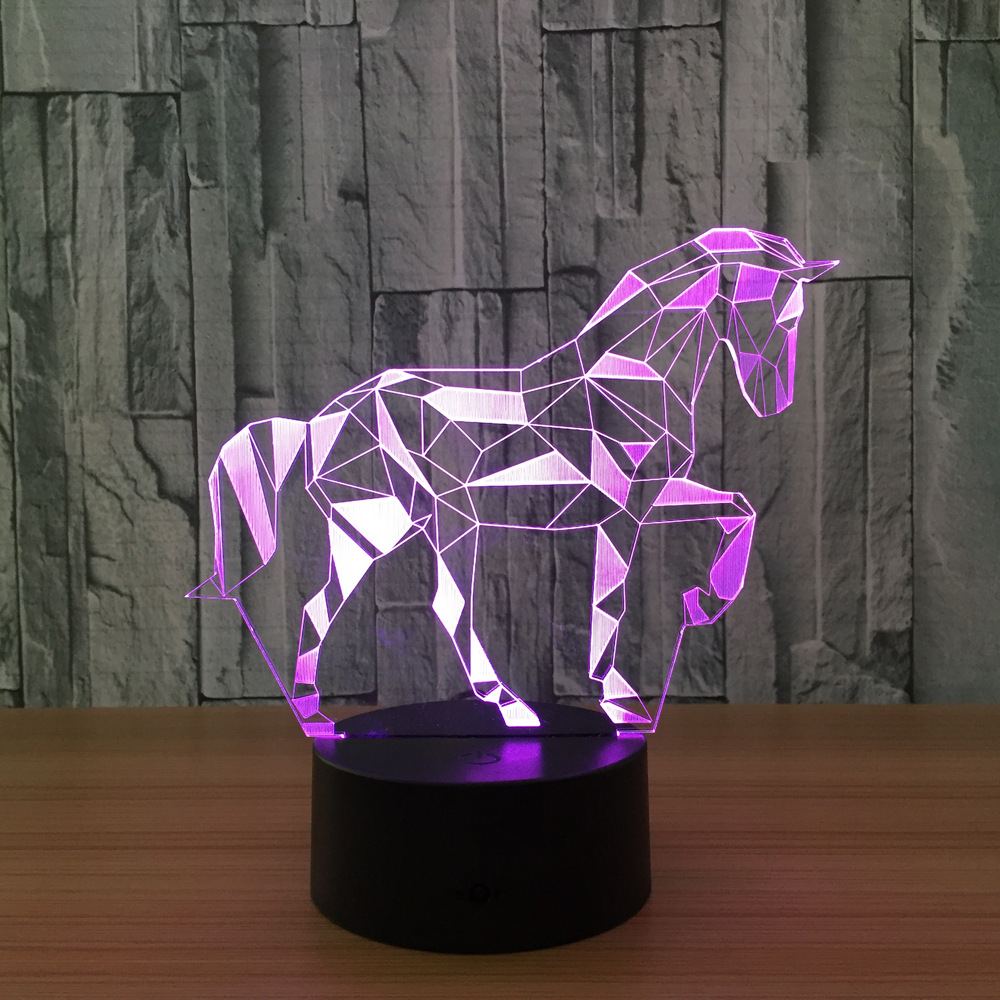 7 Боја Коњ 3D LED Светилка Визуелни Предводена Ноќ Светла за Деца Допир USB Табела Lampara Lampe Бебе Спие Nightlight Ѕвезда Светлина