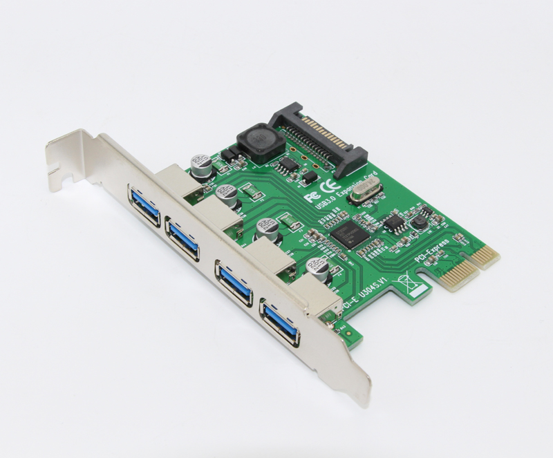 PCI-E Изразат x1 до 4 Портен USB 3.0 Контролер Картичка Адаптер Центар Супер Брзина 5Gbps