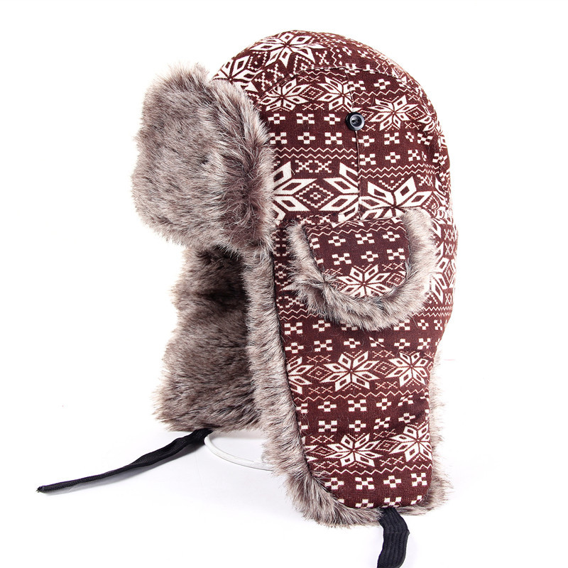 Печати руската Зимски Капи се Задржи Топло Плетење Шапка Мода Крзно Earmuff Дебел Снег Капа Отворено Ски Капа Секојдневен