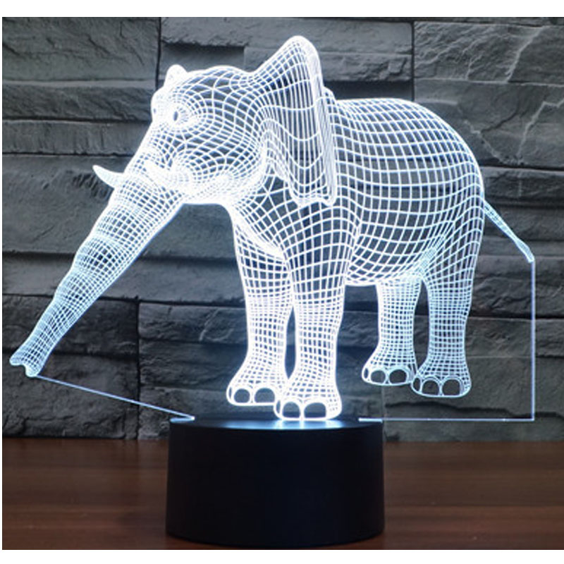 3D LED Ноќ Светлата Слон со 7 Бои на Светлината за Домашна Декорација Светилка Неверојатни Визуелизација Оптичка Илузија