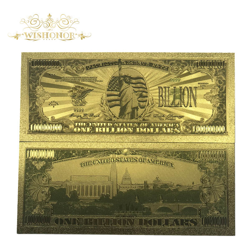 100pcs/многу САД Боја на Злато Банкноти од 1 Милијарди Долари во Банкноти во 24K Злато Позлатен Реплика Банкноти во Бои За Собирање