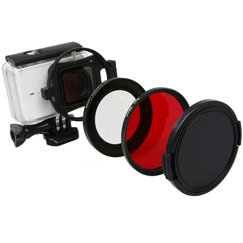 JINSERTA 58mm Зголемувачот 16x Зголемување Макро Блиску До Леќа + црвено УВ Филтер за xiaomi yi 4K 2 II камера Додатоци