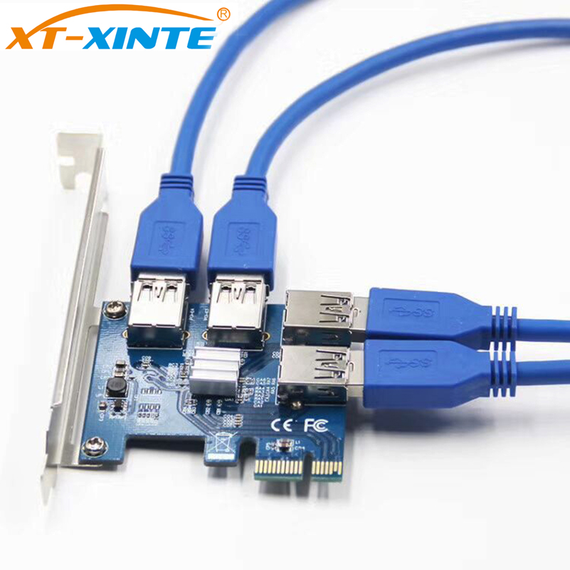 XT-XINTE Столб Картичка PCI-E PCIe USB 3.0 Порт Мултипликатор Картичка PCI Express PCIe 1 до 4 PCI-E за PCI-E за BTC Рудар Машина