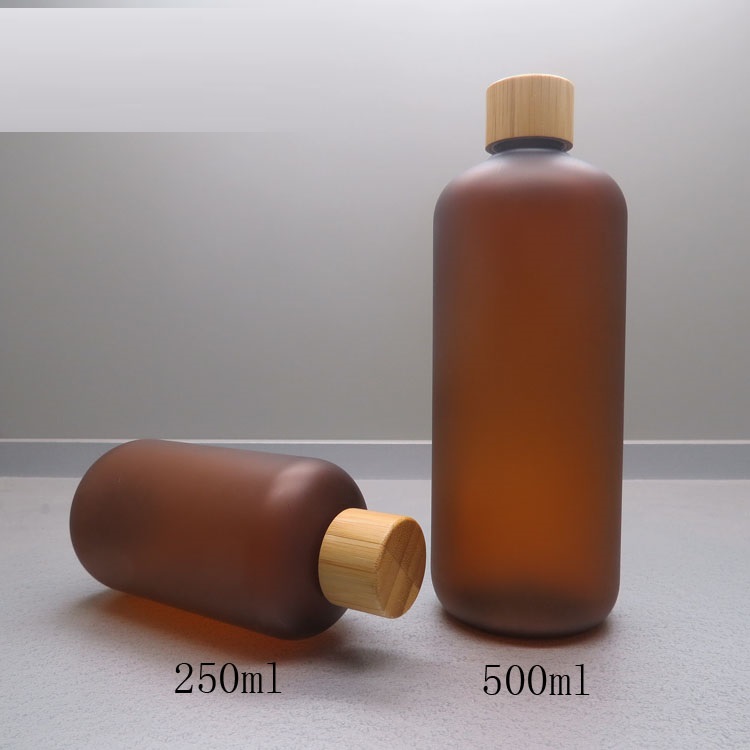 250ml браун матирано МИЛЕНИЧЕ шише со завртка покрие/Природни бамбус ззп/Чај боја пластични шишиња, чиста dew шише