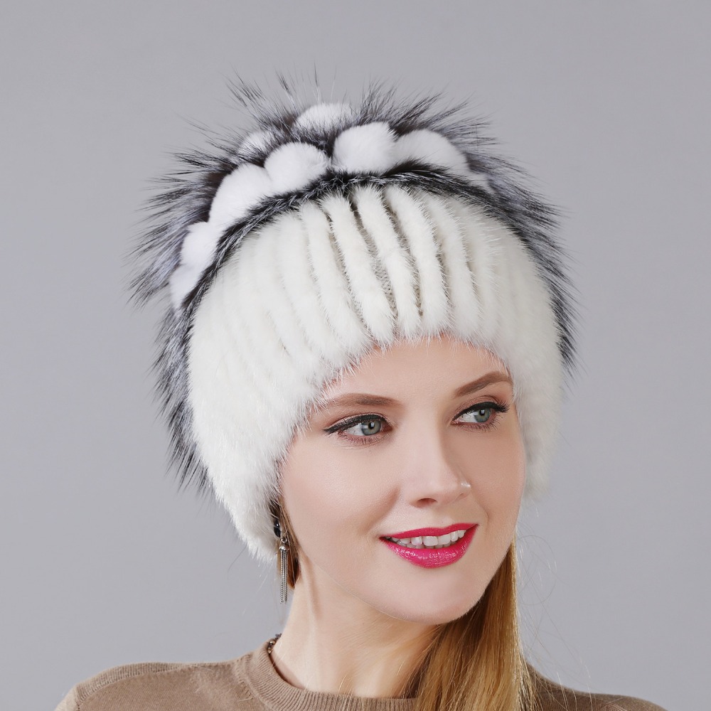 Жените Вистински Mink Крзно капа За Зимски Природни Големо Парче Зајакот Крзно Рекс Фокс Крзно Шапка Женски Крзно Headwear