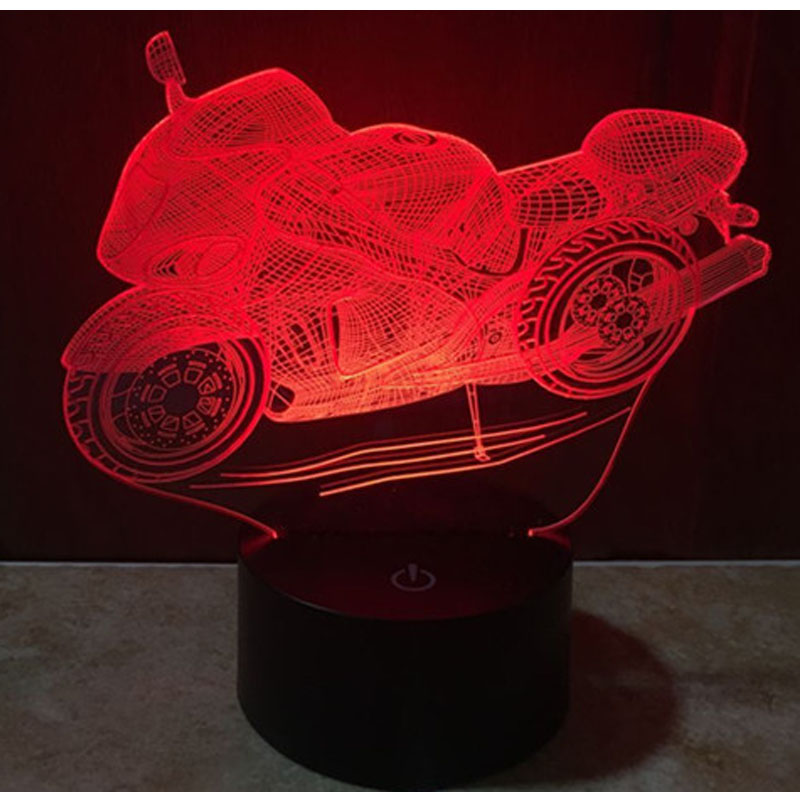 3D LED Ноќ Светлина Мотор со 7 Бои на Светлината за Домашна Декорација Светилка Неверојатни Визуелизација Оптичка Илузија