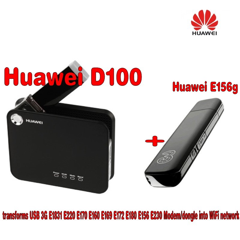 Huawei Отклучен D100 3G WIFI Хотспот за Широкопојасен Безжичен Gateway Рутер+Huawei E156G HSDPA USB Модем