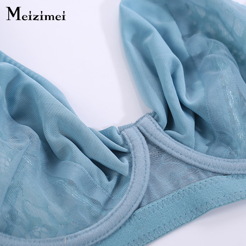 Meizimei секси долна облека на жените ултра тенок види преку чипка градник 80 85 90 95 C D првенство долна облека градник плус големина сечење на врвот X3396