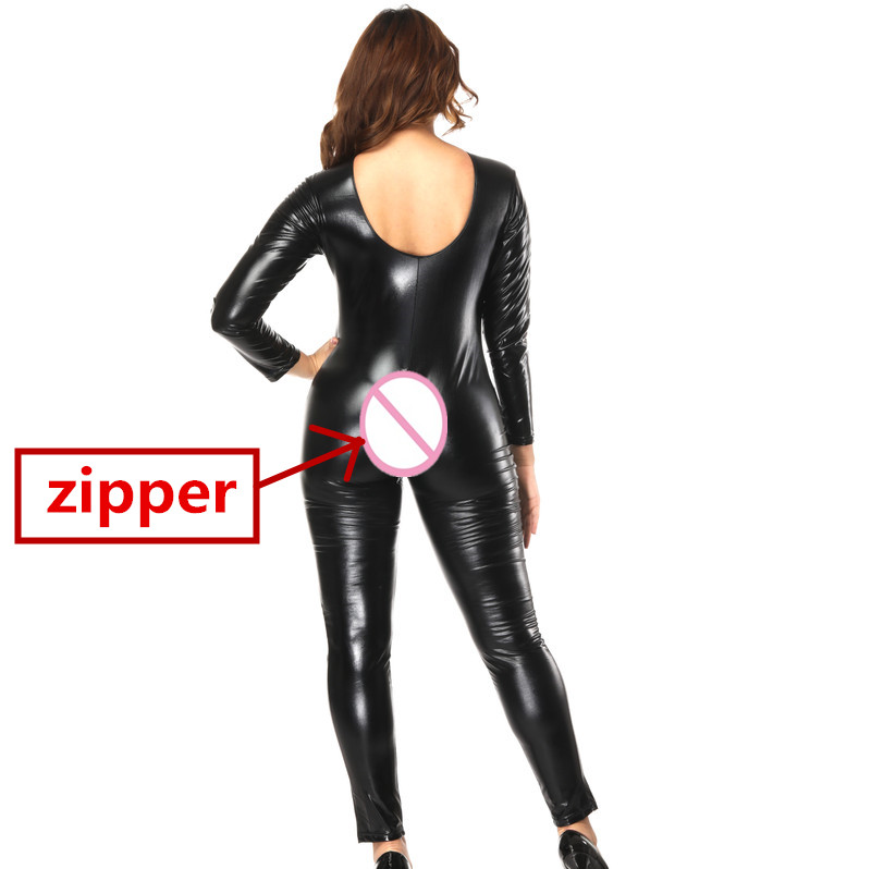 Секси плус големина долна облека од кожа СТП teddies jumpsuit nuisette секси catsuit патент се отвори crotch backless