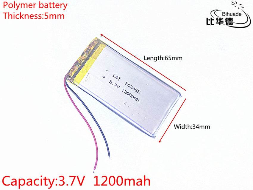5pcs 3.7 V 1200mAh 503465 Литиум Полимер Li-Po li ion Батерија на клетките За Mp3 MP4 MP5 GPS PSP мобилни bluetooth