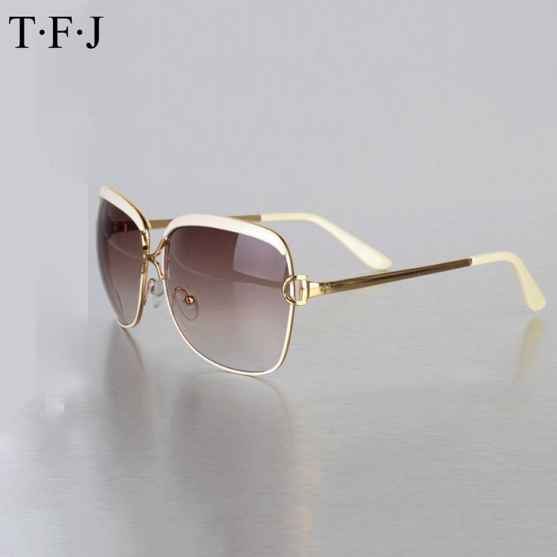 TFJ 2017 Нови Дами луксузни очила за сонце Женска женски Очила познатиот бренд Моден Бренд Дизајнер Метална Рамка УВ
