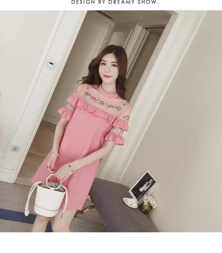 Корејската верзија на породилно облекува мода од долги ракави фустан 2017 лето нови хранење облека