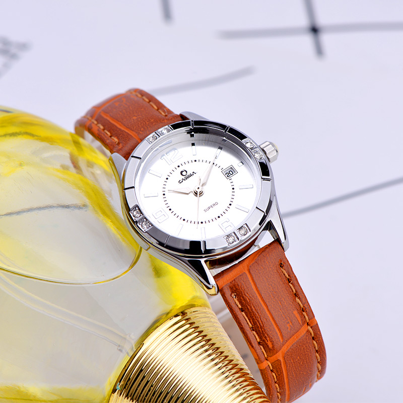 Луксузен бренд за часовници жените мода обичните убавина фенси женска кварц зглоб види водоотпорен 50m Кожа за на рака