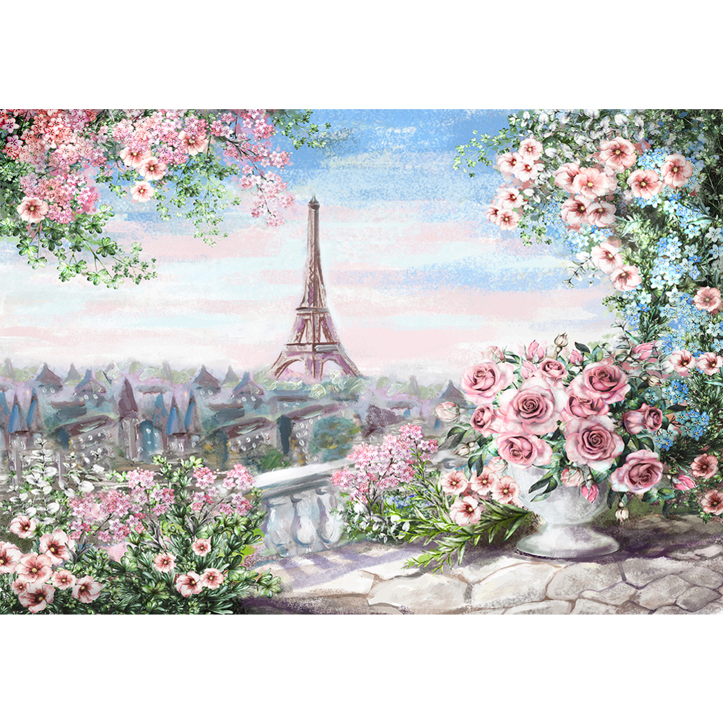 Allenjoy фотографија позадина Пролет шарени Париз, Ајфеловата Кула розова Цвет маслото photocall свадба позадина