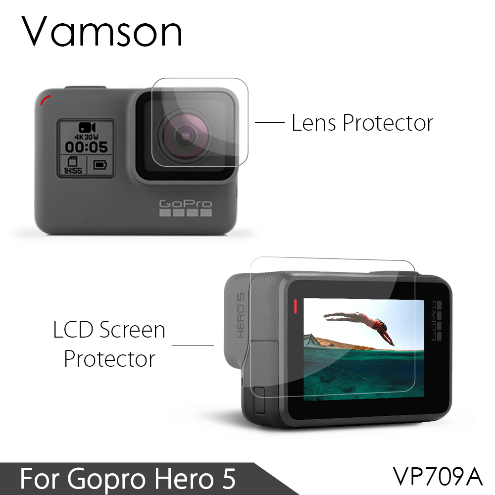 Vamson за Gopro херој 6 5 Додатоци 3 во 1 Леќа Заштита Маска+LCD Екран Заштитник + Леќа Заштитник за Gopro Херој 5 VP709A