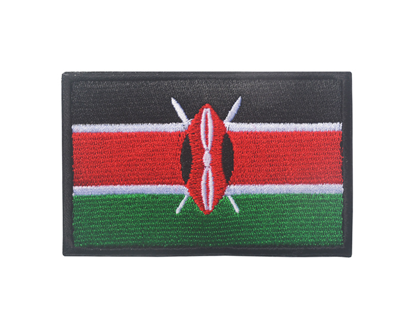 1Pcs Кенија Знаме Војска Значка Тактички Моралот Везени Закрпи Appliques Обрачот&Јамка