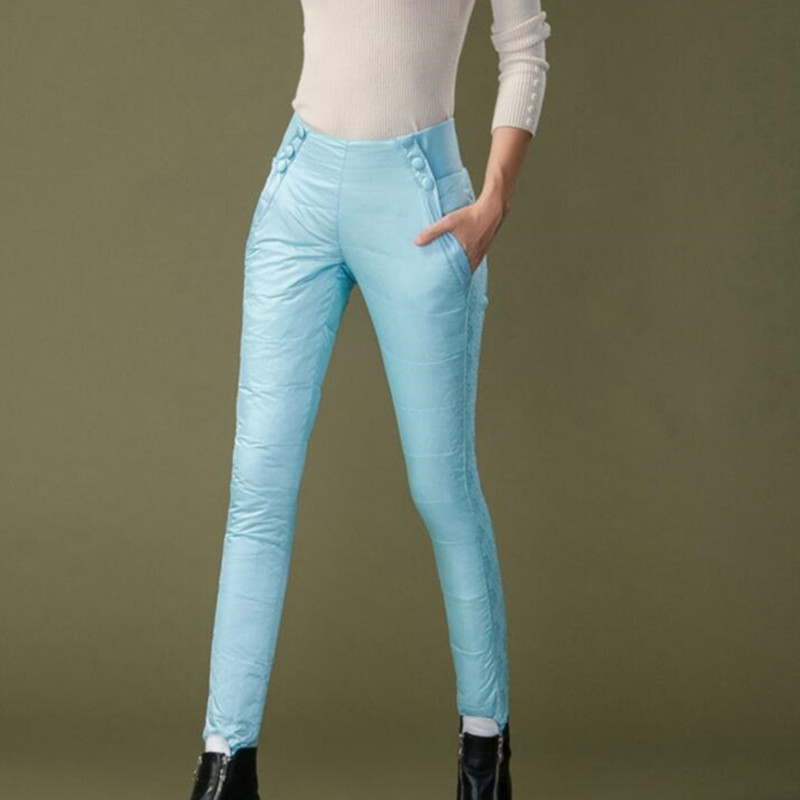 2017 Тантела Мода Високи Половината Панталони Жените Панталони Топло Дебели Патка Надолу Зимски Панталони Тенок Слаби