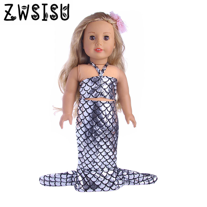 Нова облека за сирена 18 инчен Американска девојка кукла облека, најдобри роденденски подароци за децата сирена облека