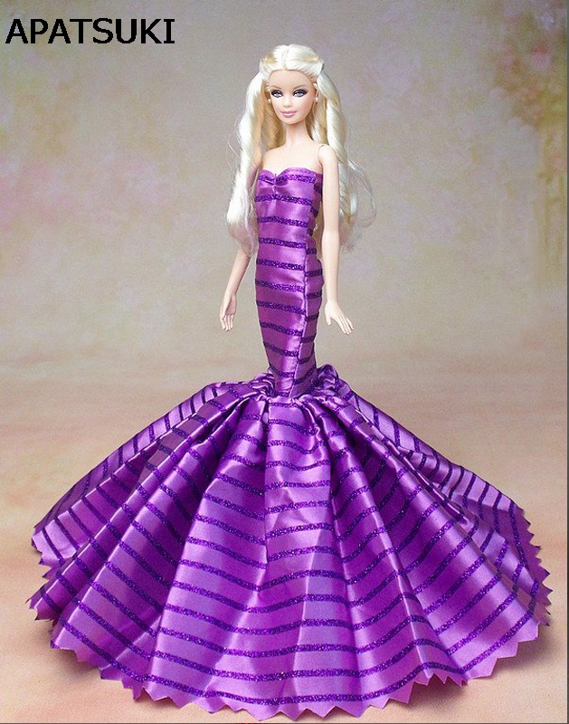 Рачно изработени Облека За Барби Кукла Подароци За Девојки Тенок Вечер Одговараат на Свадба Fishtail здолниште Фустан