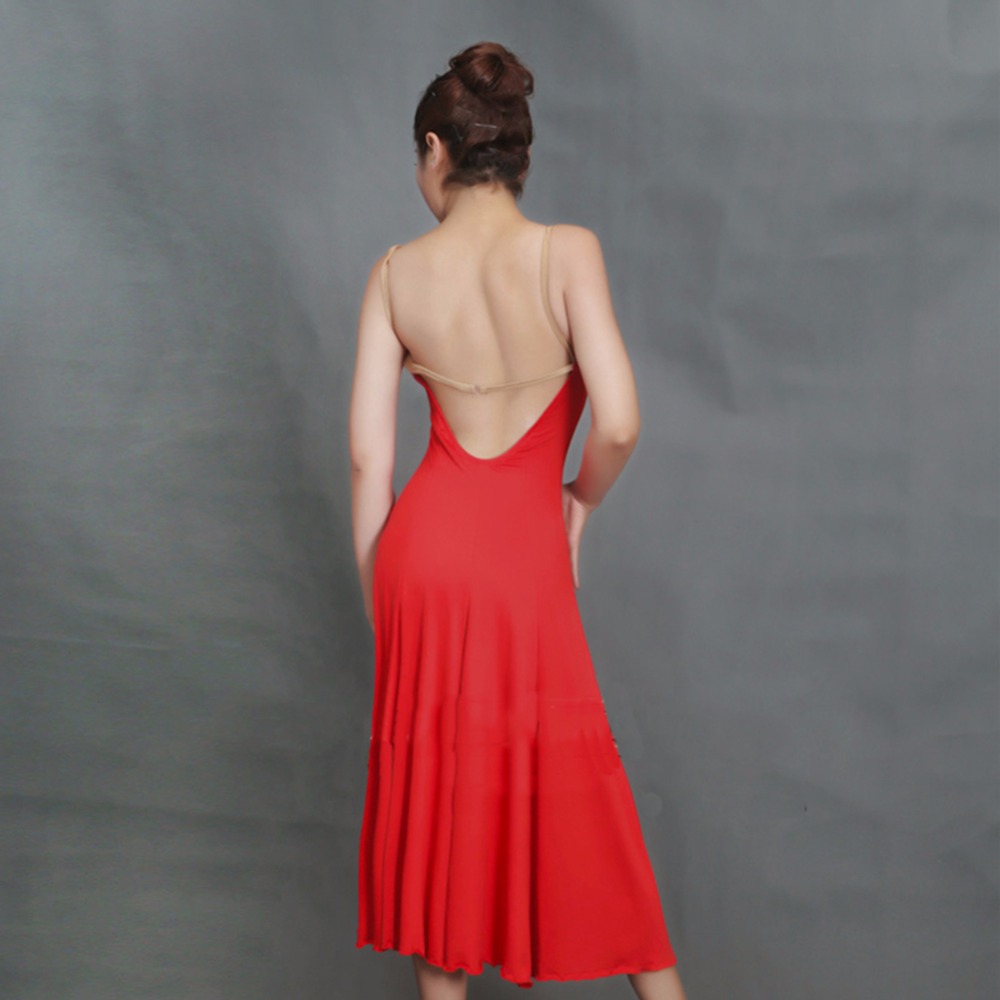 Добар Квалитет Латинска Танц Фустани За Дами Црвено Трајни Spandex Поделени Здолништа Убавината На Жените Латино Румба