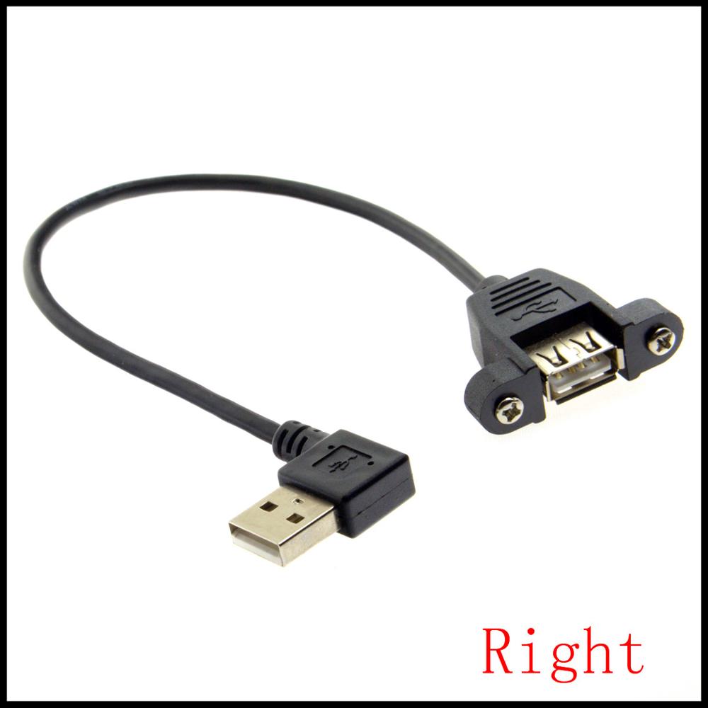 10cies/многу 25cm 90 степени Десна Аглеста USB 2.0 Машки Конектор за Женската Продолжување USB Кабел Со Панел Планината