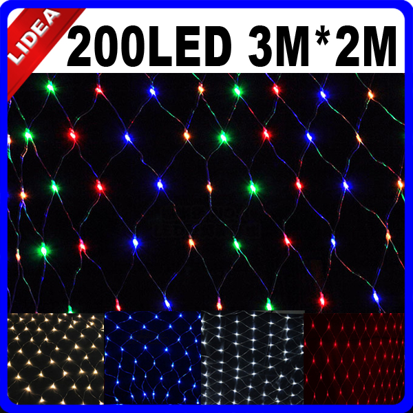 3M*2M 200 LED Градина Свадба Празник Нова Година Нето Мрежа Гарланд LED Божиќ Декорација Отворено String Самовила Светлина