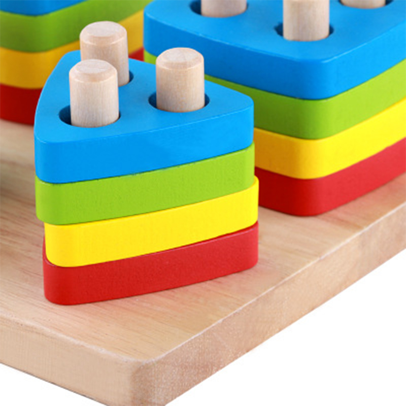 Бебе играчки Дрвени блокови форма поврзувани одбор montessori наставата потпрена на образование градење на сечкање блок натпревар играчка