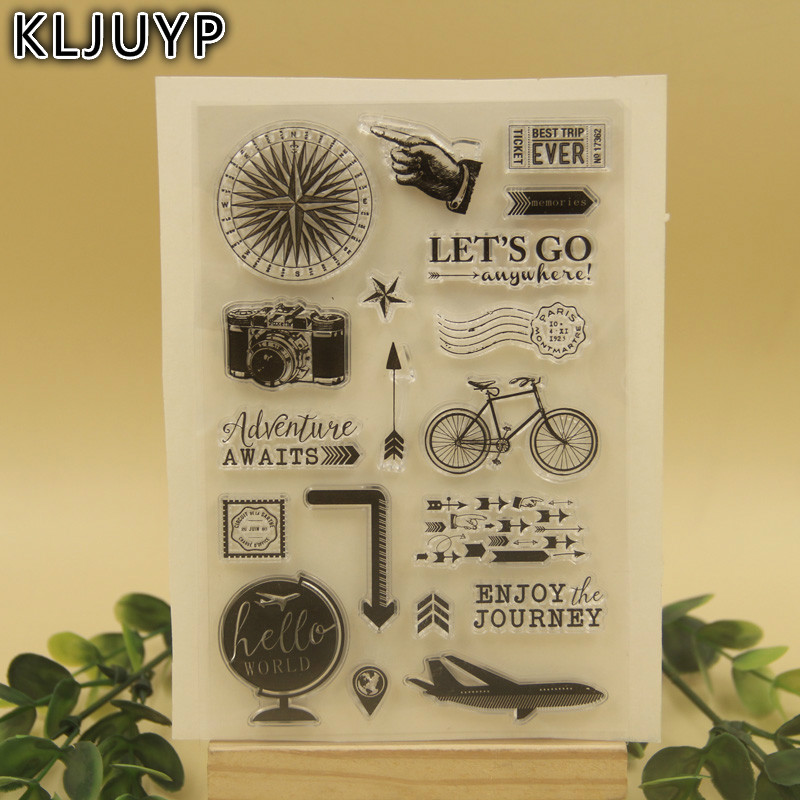 KLJUYP 1 лист DIY Патување Дизајн на Транспарентни, Јасни Гума Печат Печат Хартија, Занает Scrapbooking Декорација
