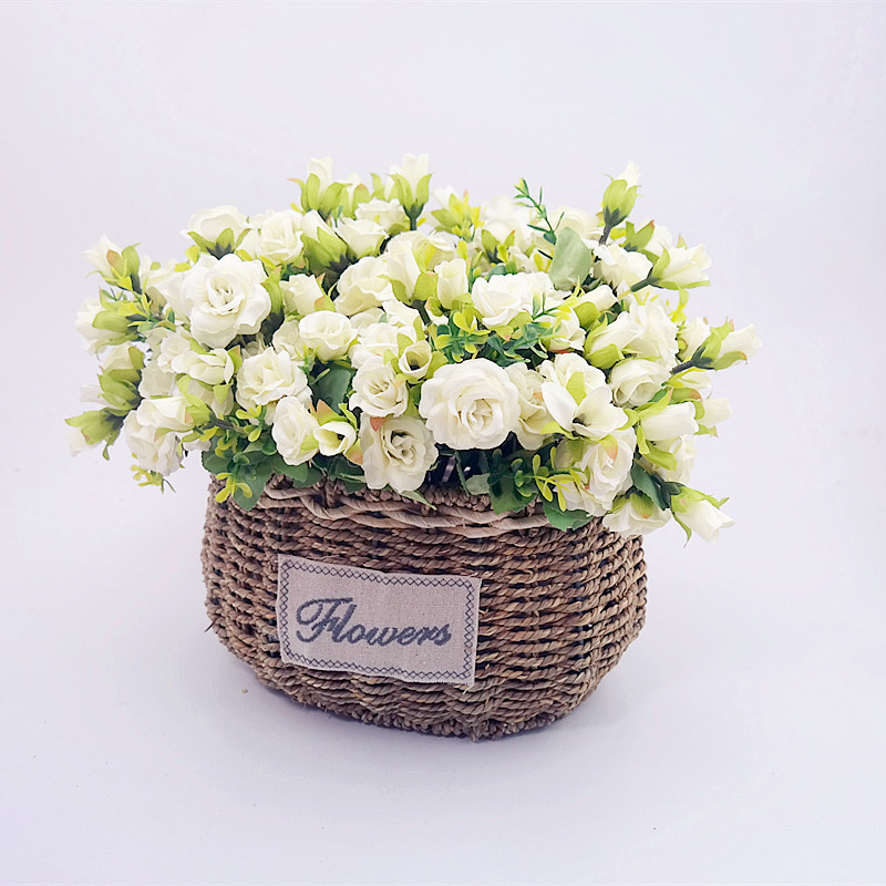 Floace Висок Квалитет Ратан кошница вазна + цвеќиња се зголеми вештачко цвеќе поставите свила цвеќиња дома декорација