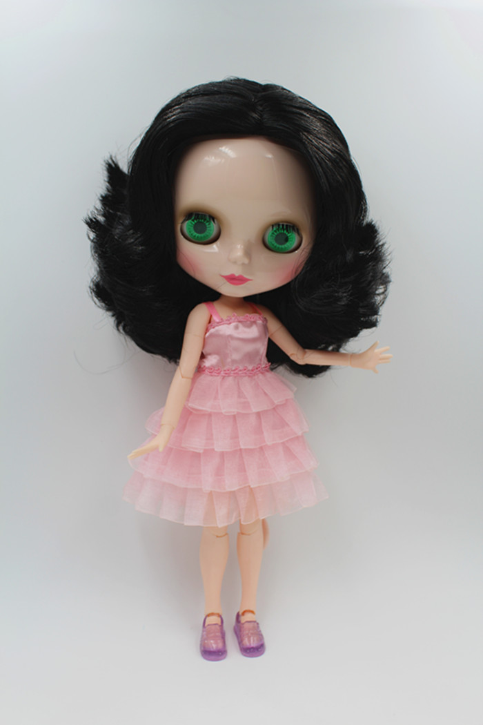 Blygirl Кратка црна коса кукла, 19 зглобовите на телото, Blyth кукла голи кукла