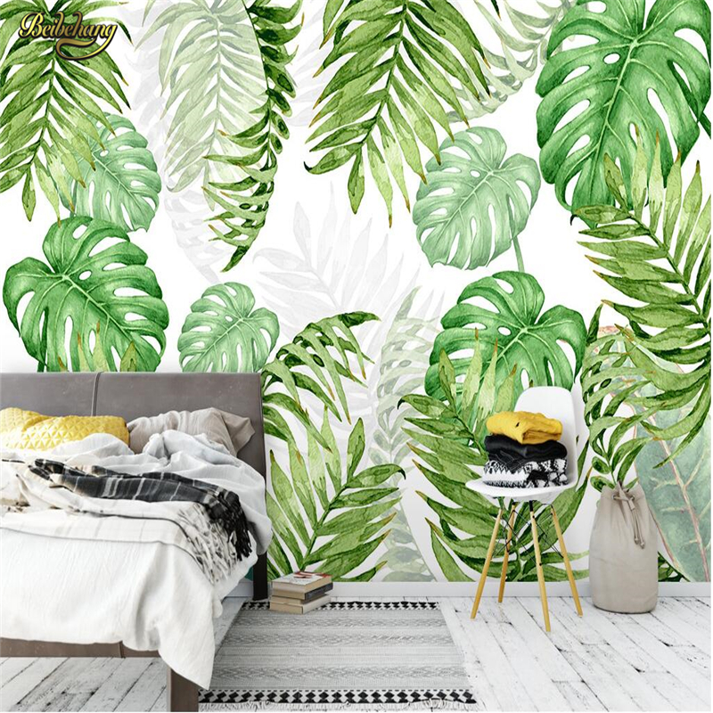 beibehang Нордиските тропски растенија остава Слика за Позадина 3D Пејзаж Mural Дневна Соба и Спалната соба Троседот