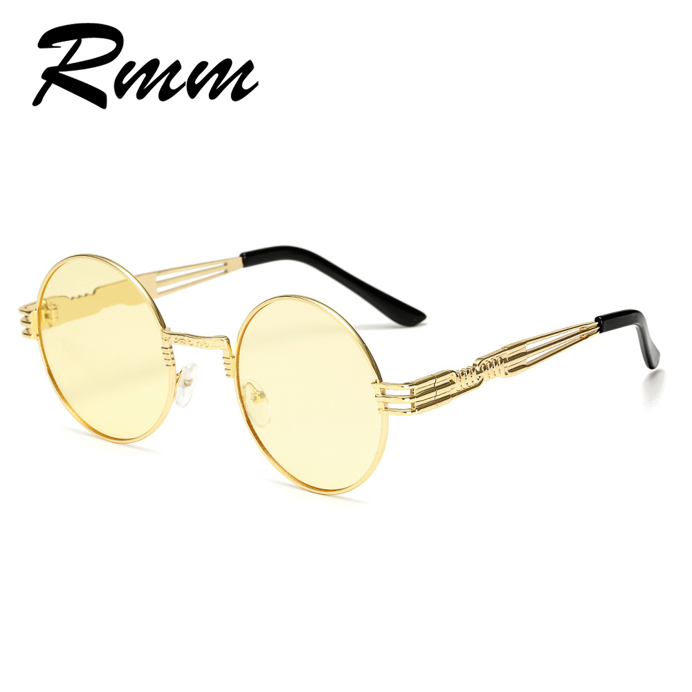 RMM Готски Steampunk очила за сонце Мажи Жени Метал WrapEyeglasses Круг Нијанси Бренд Дизајнер Сонце очила Огледало Висок Квалитет UV400