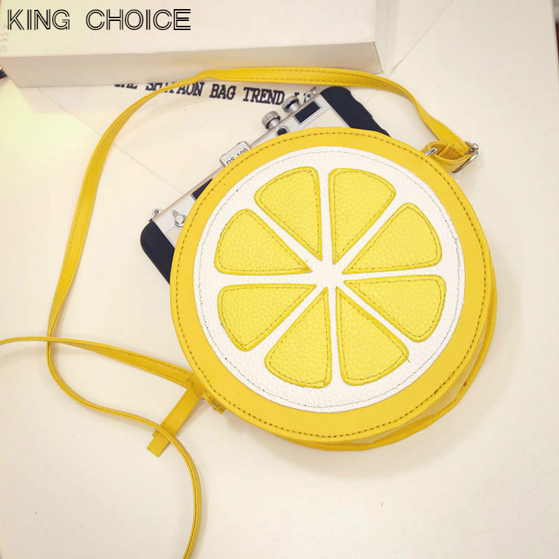 2017 Кружни Портокал Лимон Жените Торба Патент Гласник Кеси Crossbody Водоотпорен Чанти Бренд Дизајнер Чанта Дама Рамо