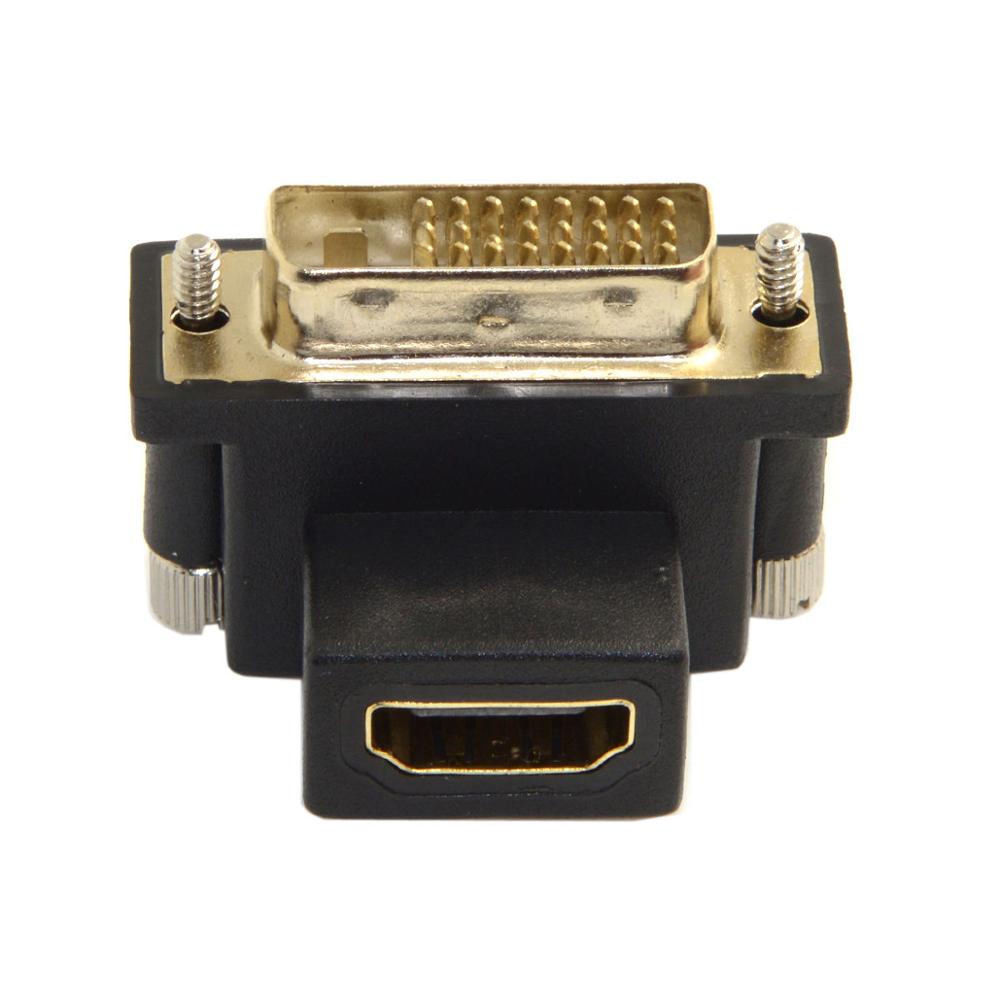 Cablecc 90 Степен Надолу Аглеста DVI Машки да HDMI Женски Вртливата Адаптер за Компјутер & HDTV