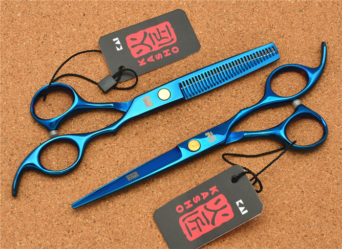5.5 16cm 440C Kasho Професионални Коса Ножици Фризерски Сечење Shears Чистење Ножици Салон Косата Алатки H1005
