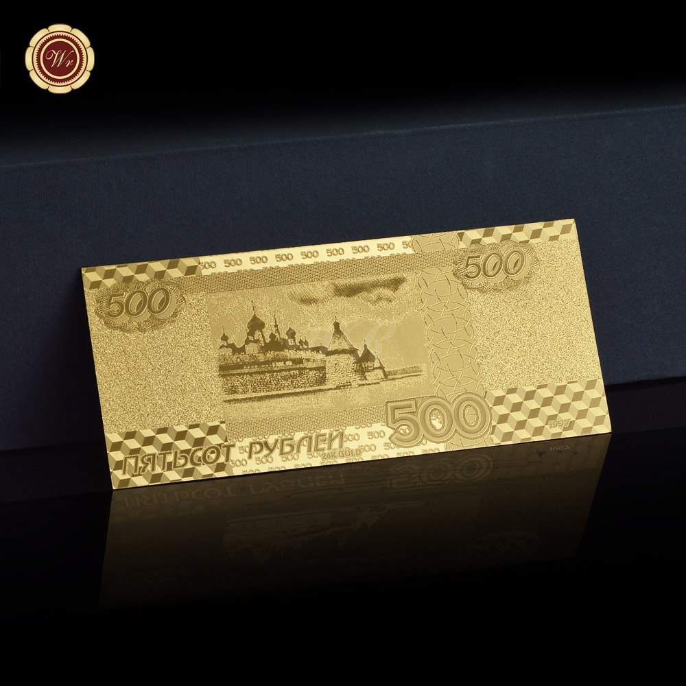 WR Врвот Продажба руската Злато Позлатен Банкноти Хартија Пари 500 Rouble Златна Фолија Банкноти Бизнис Подарок