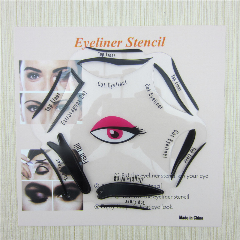 6 во 1 Stencils Eyeliner Образец Smoky Шминка Водич Мачка Очи Лагер Брз Алатка Топла Продажба на Нови