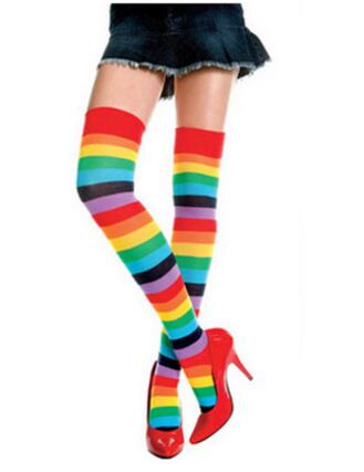 2018 женски Долги Чорапи Полиестер Мешана Боја на Виножито Шарени Плетени Девојки Дами Над Коленото Чорапи
