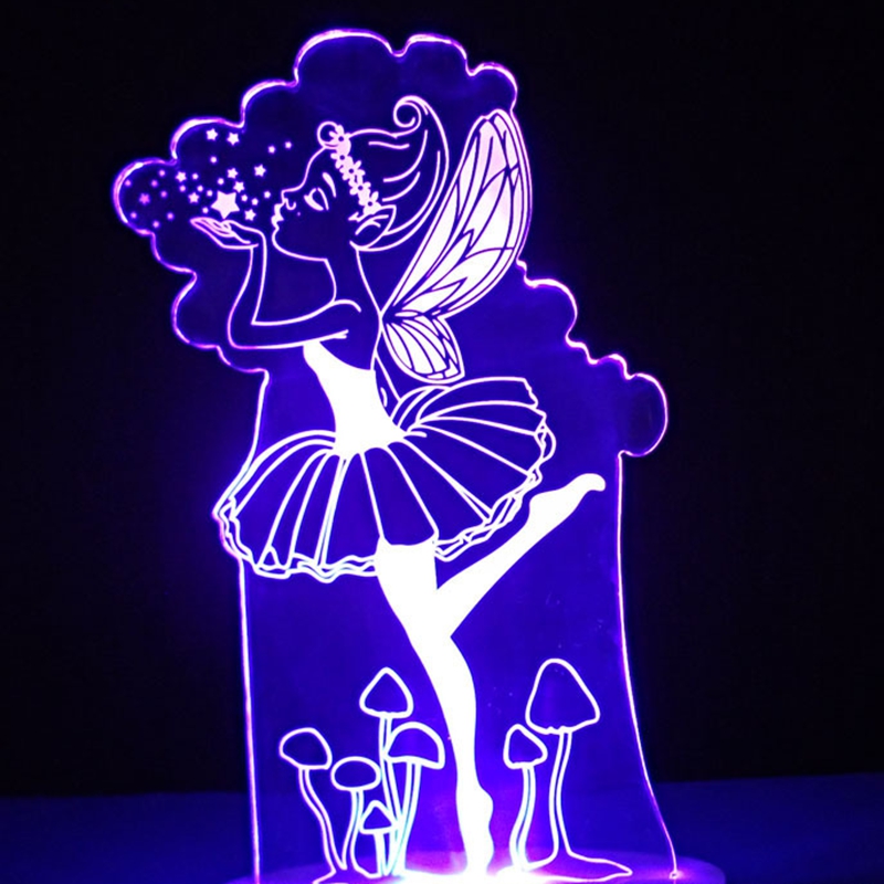 3D Led Визуелна Шарени Херувим Светлина Тела USB Прекрасна Девојка Табела Светилка Креативни Бебе Сон Самовила NightLight Кревет Декор Подароци