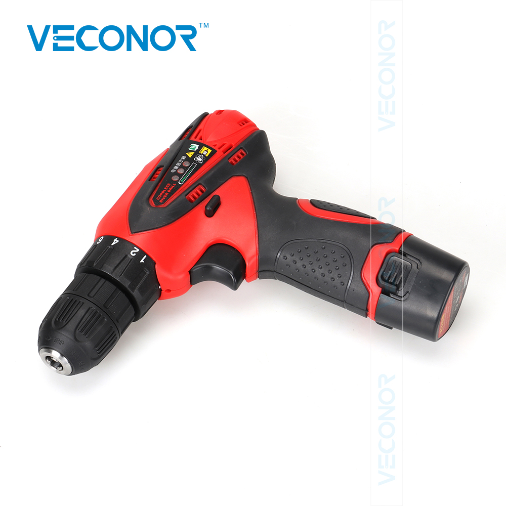 Veconor 12V DC Домаќинство Дополнителни Литиум-јонска Батерија Cordless Вежба Возачот Дупка Електрична Двојна Брзина Шрафцигер алат
