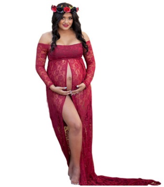 Нови Жените Се Облекуваат Породилно Фотографија Реквизити Чипка Бременоста Облека Породилно Фустани За Бремени Фото Породилно