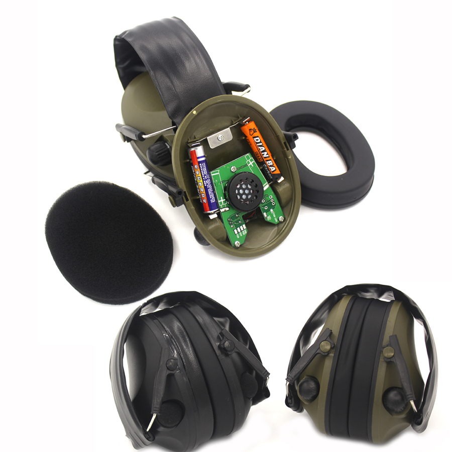 Тактички снимање слушалки бучава поништување на слушалки спортски лов електронско снимање Earmuff Слушалки Црна/Зелена